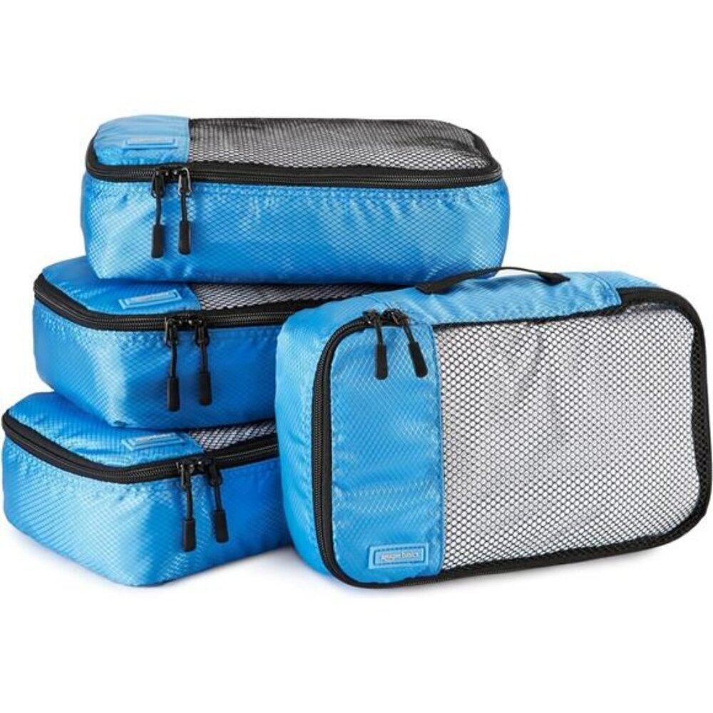 Sky blue packing cubes set of 4 travel organizers lightweight polyester luggage